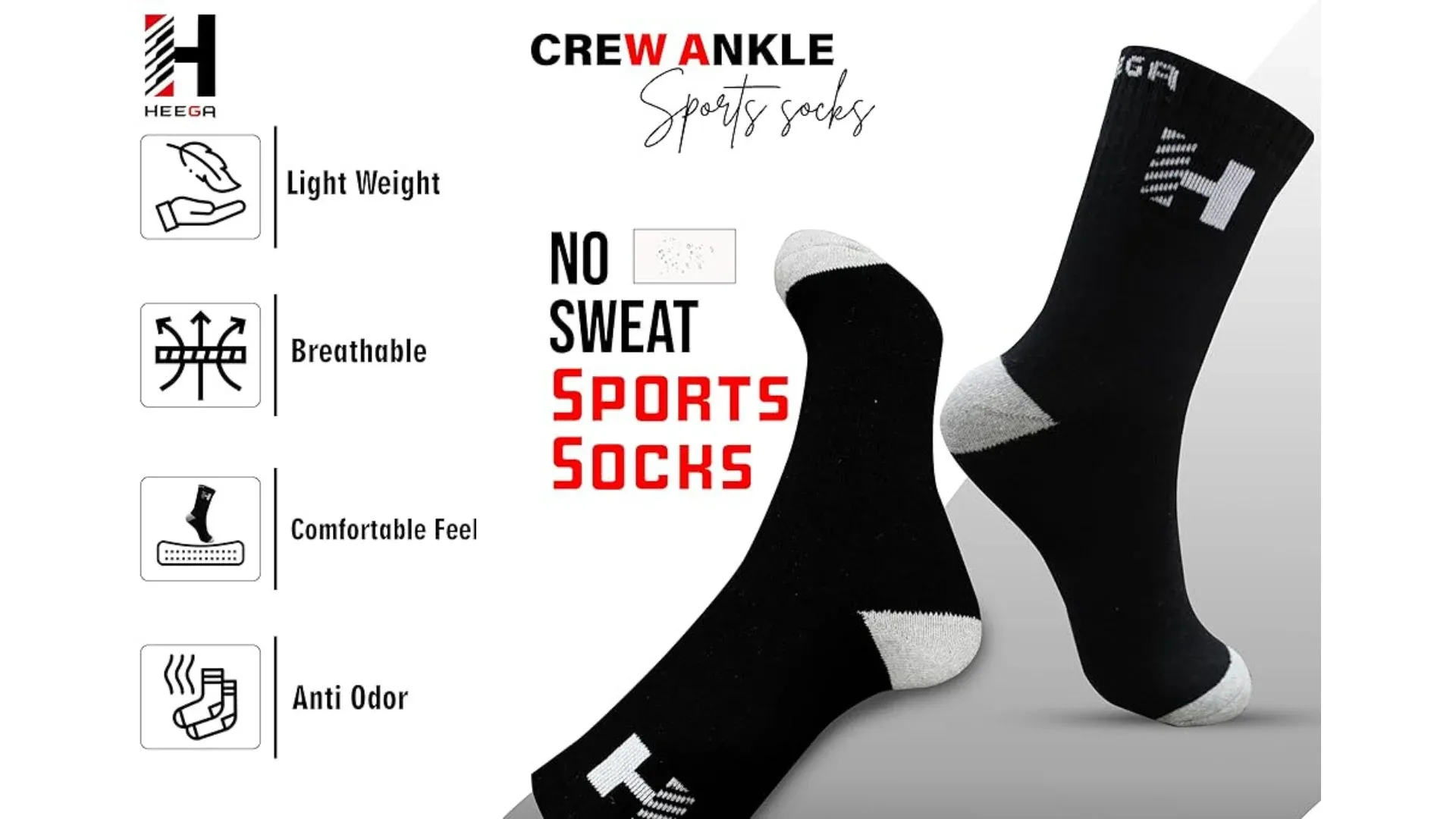 Heega Crew Ankle Cricket Socks