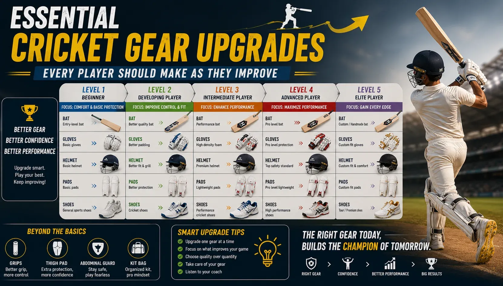 Heega-Cricket gear upgrades for every player.