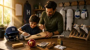 Heega-Father and son cricket gear care.
