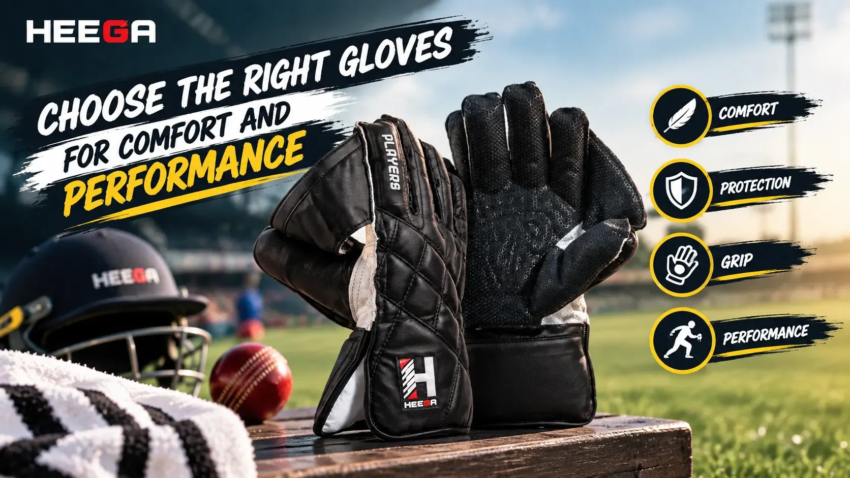 Heega-Heega Cricket Gloves Performance Banner.