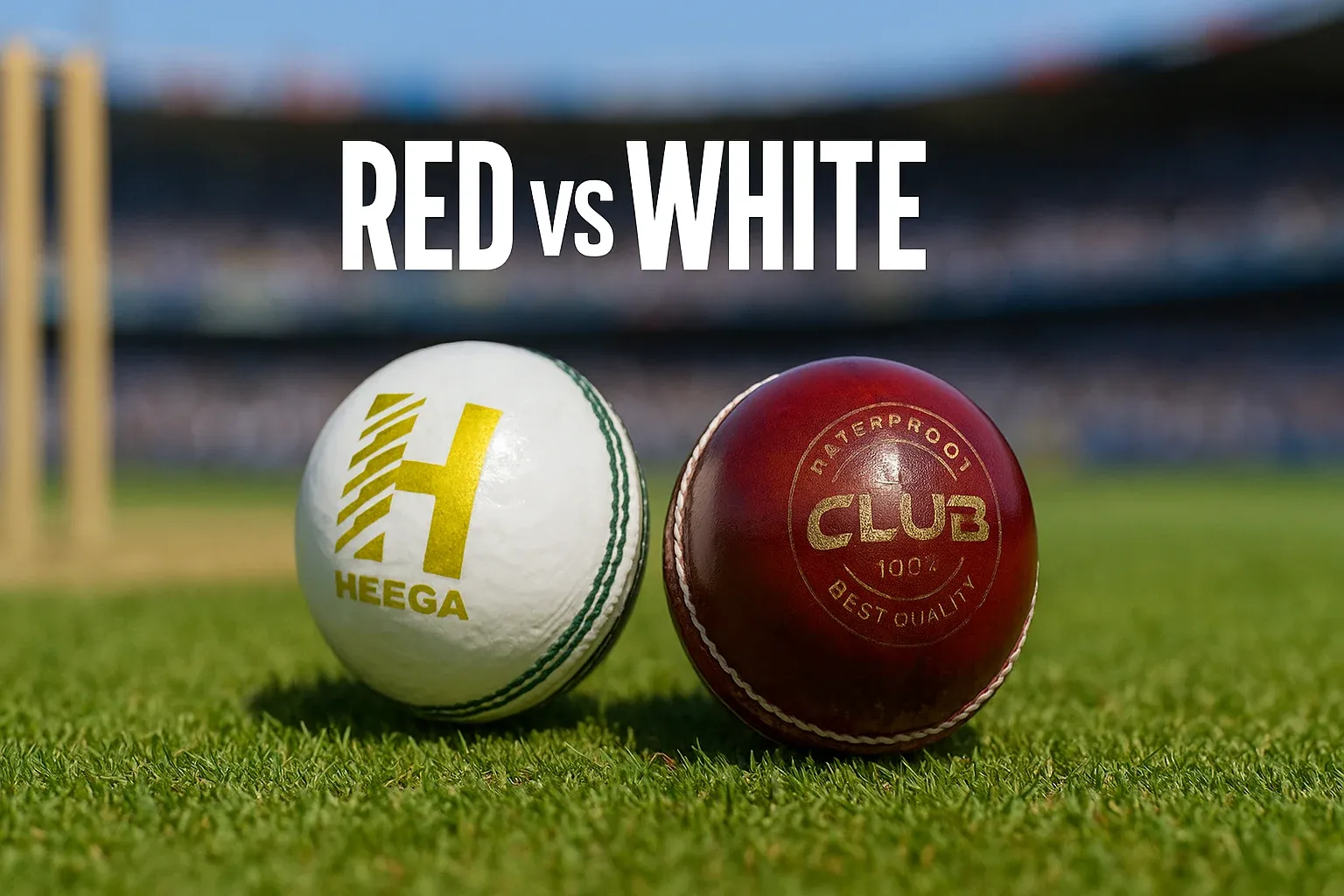Red and white leather ball